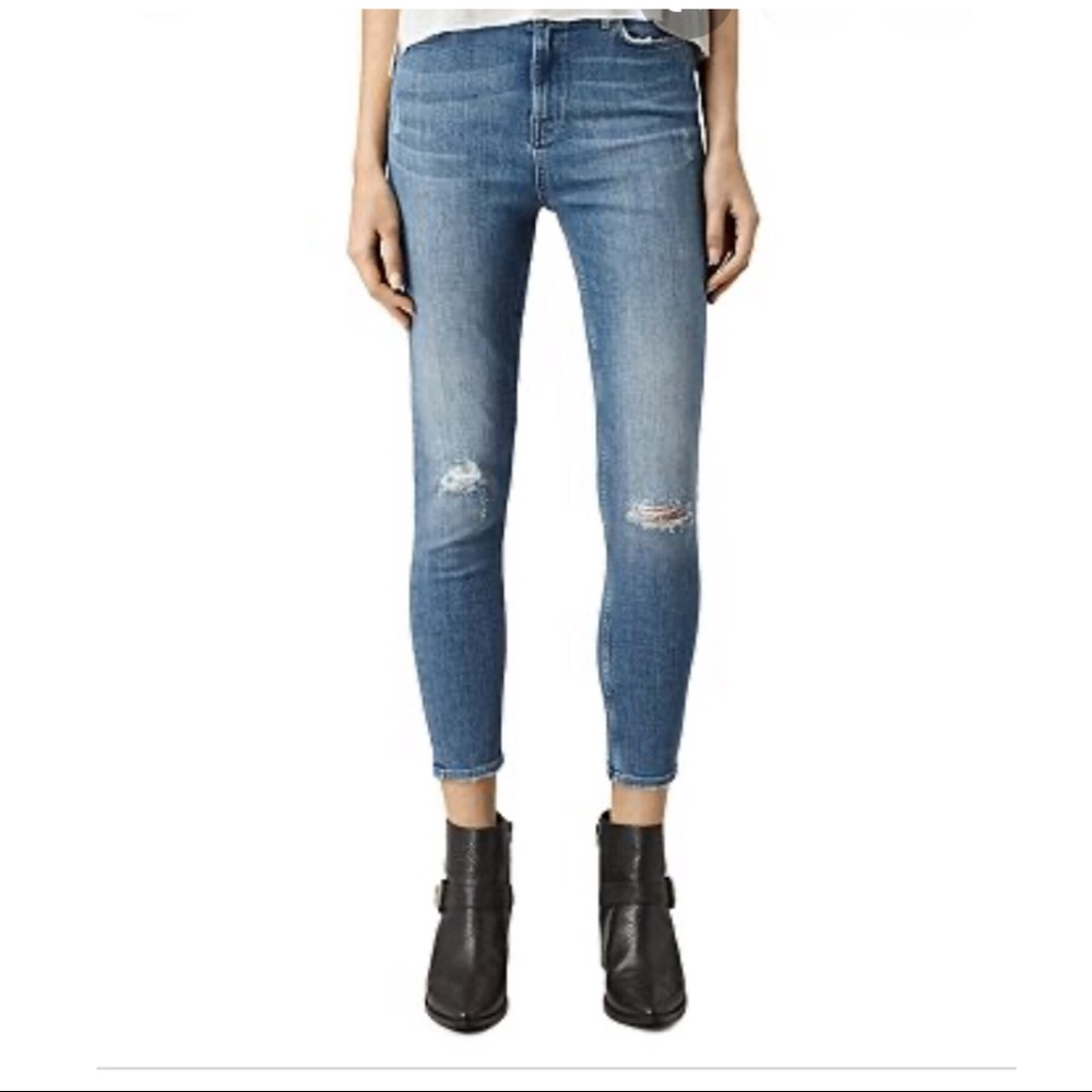 ALLSAINTS Nim High Skinny Crop Jeans Fresh Blue 29